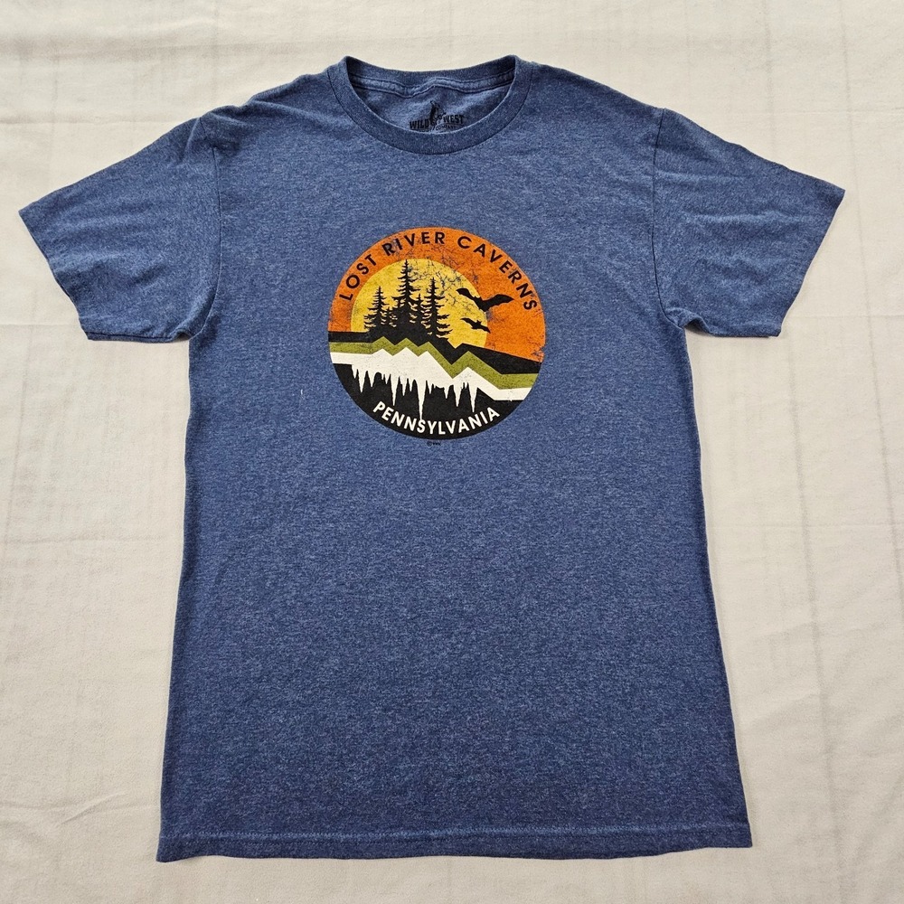 Lost River Caverns Pennsylvania Blue Short Sleeve Cotton Blend T-Shirt Men's S